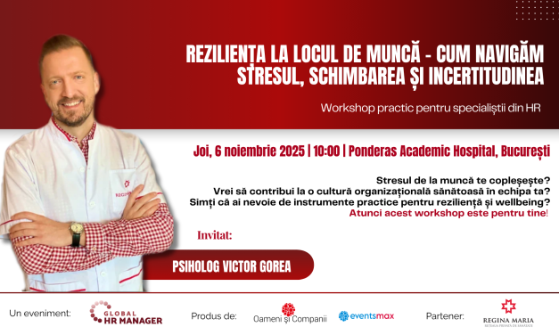 Descoperă puterea rezilienței pentru tine și echipa ta la workshop-ul practic de pe 6 noiembrie de la Ponderas Academic Hospital